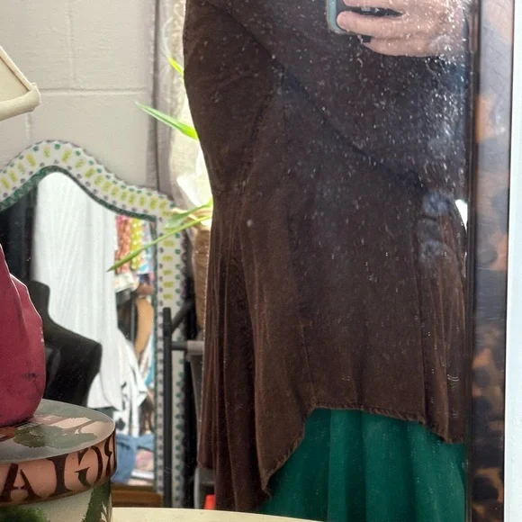 Brown Embroidered Button-Up Shirt western boho - Picture 7 of 9